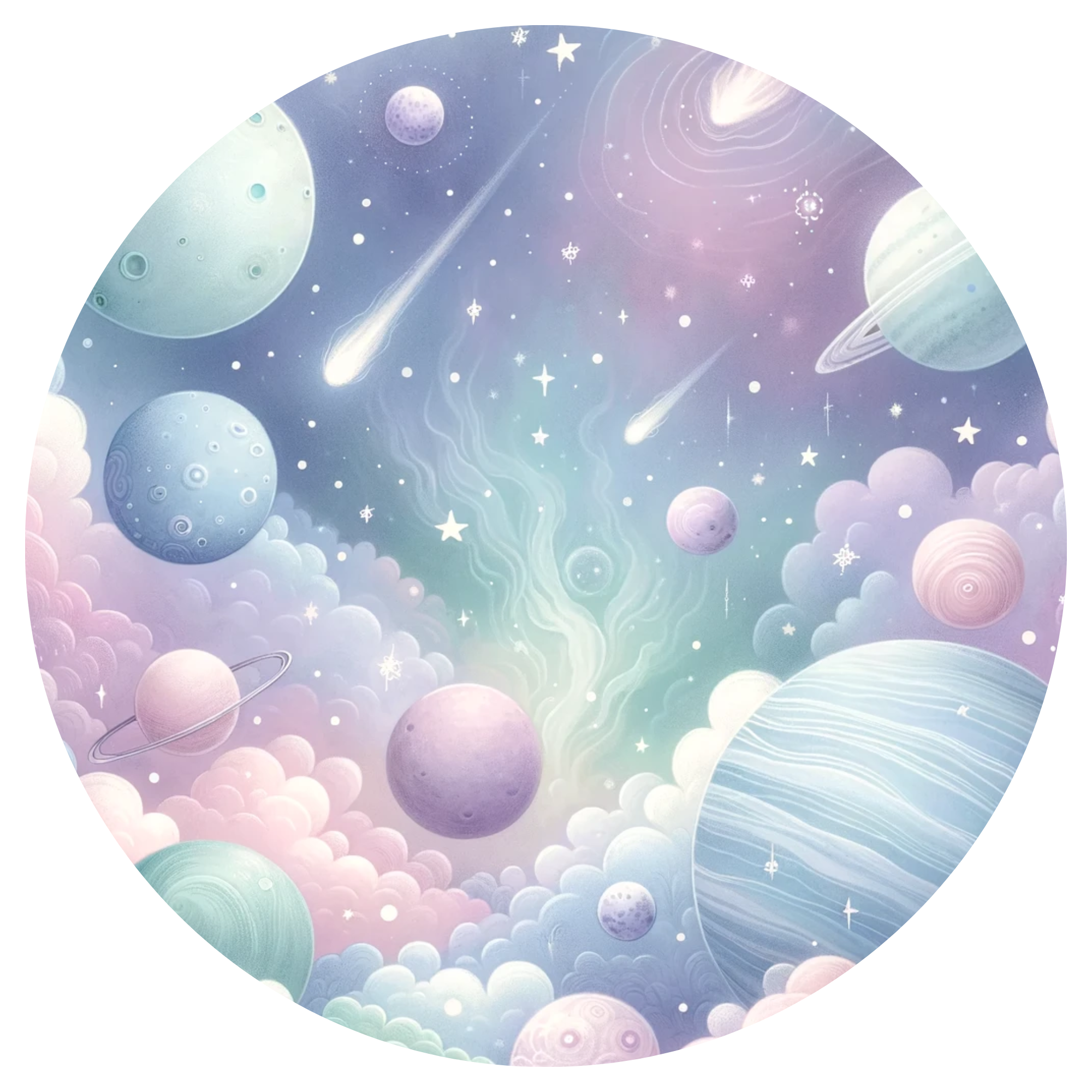 Kruhová nálepka na stenu do detskej izby - Magický vesmír